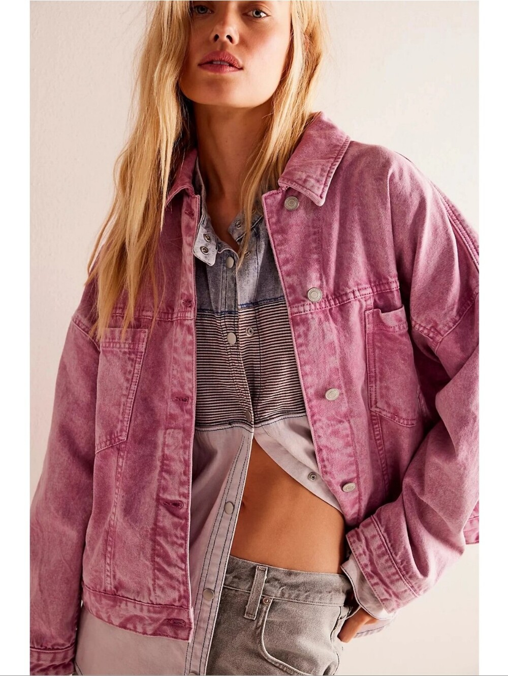 We The Free × Free People Opal Oversized Swing Jacket Pink